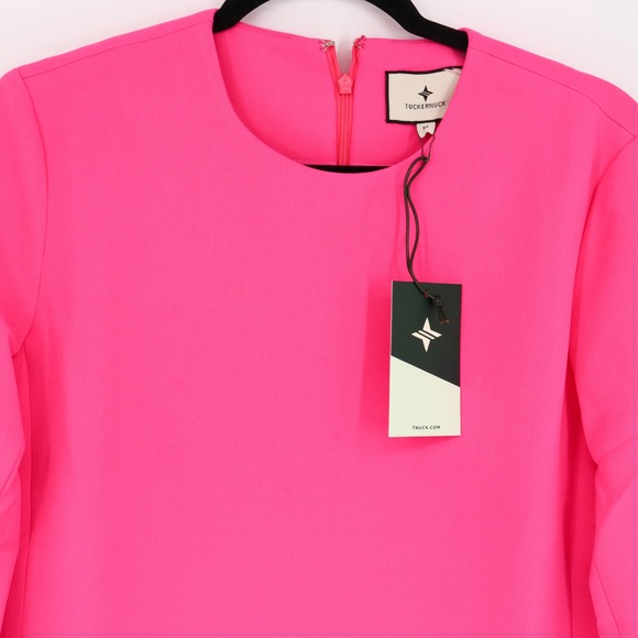 Tuckernuck Women's Hot Pink Feather Mod Ellie Mini Dress Size M Long Sleeve - Picture 7 of 10
